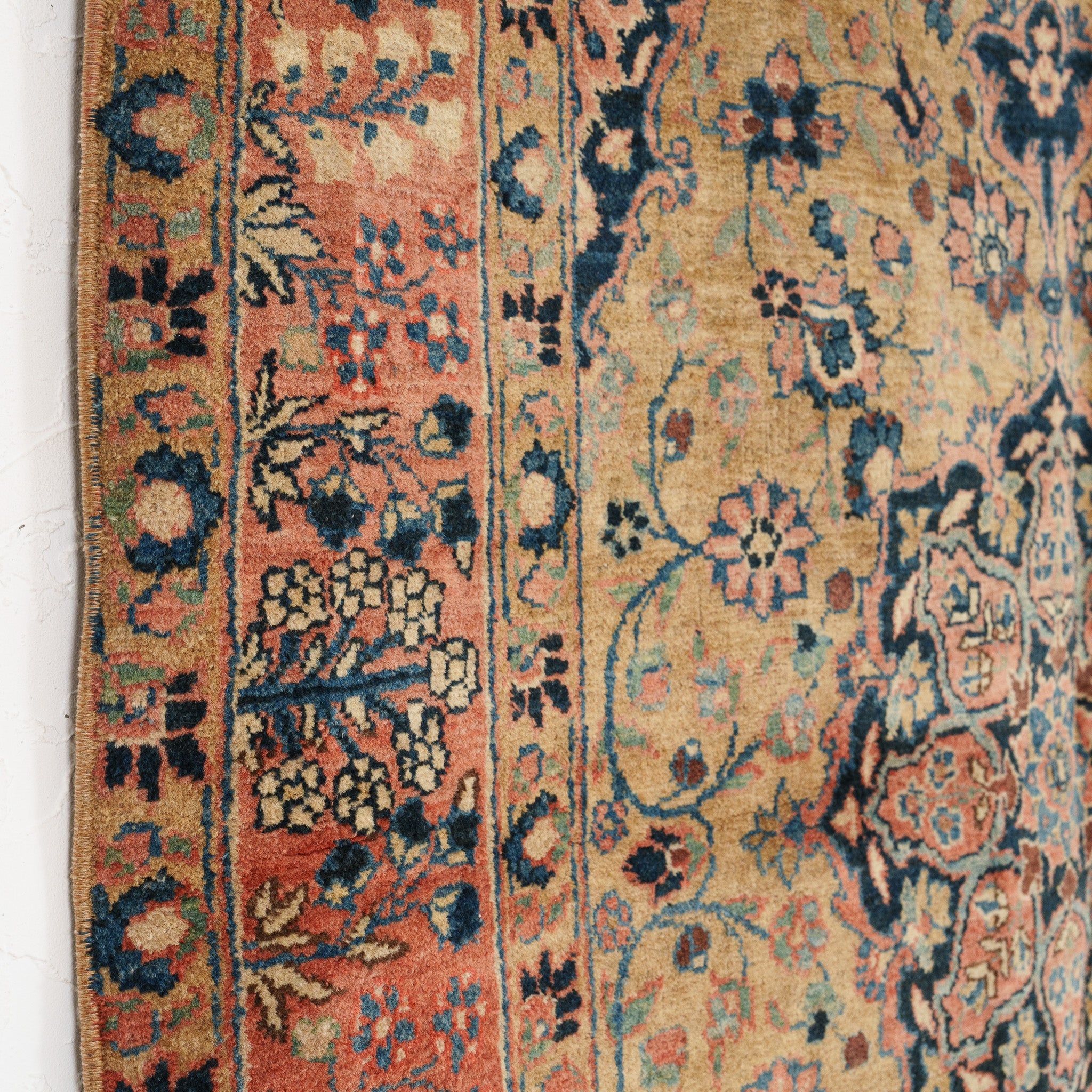Gold and Blue Area Wool Rug