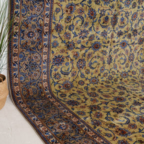 Gold and Blue Area Wool Rug