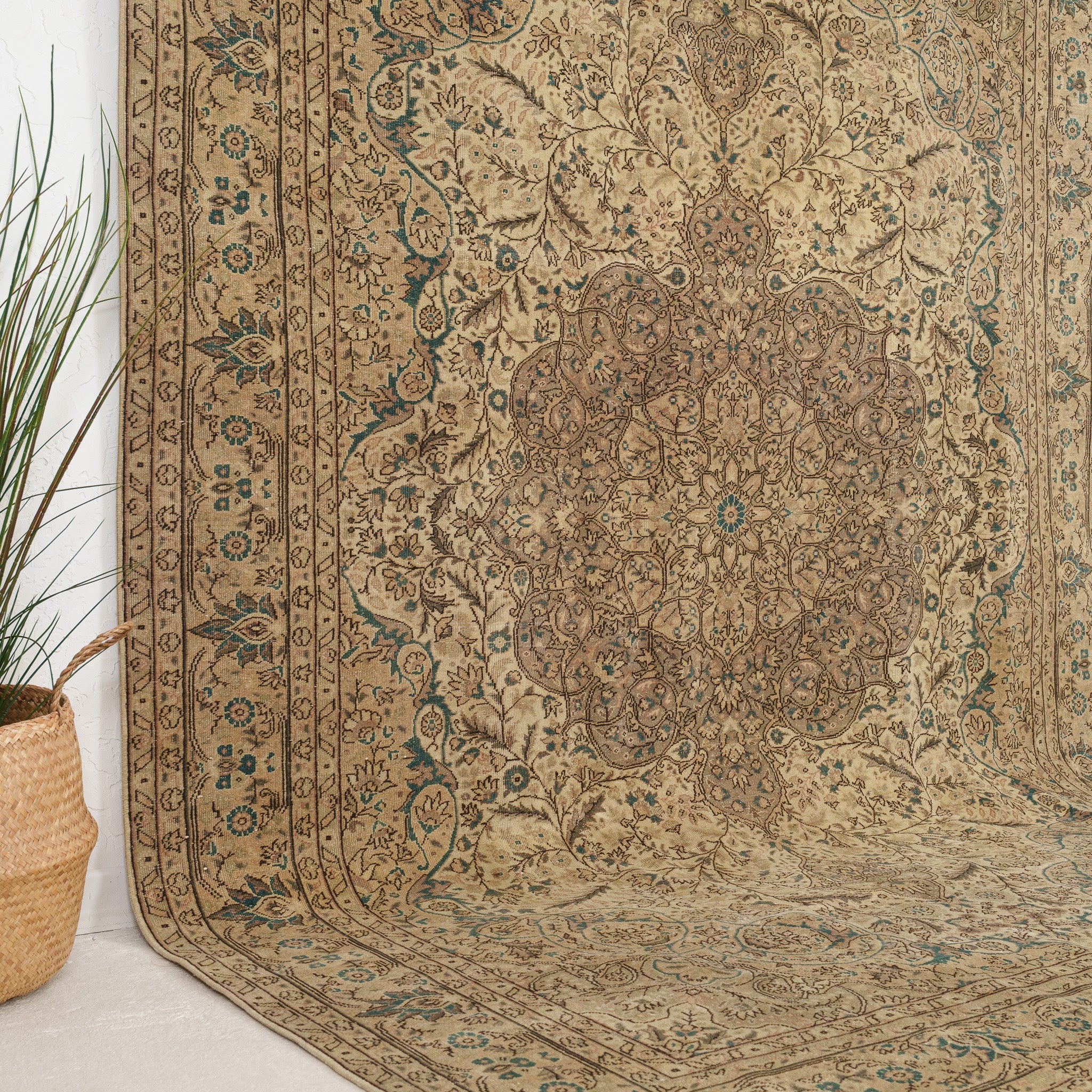 Beige and Brown Area Wool Rug