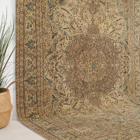 Beige and Brown Area Wool Rug