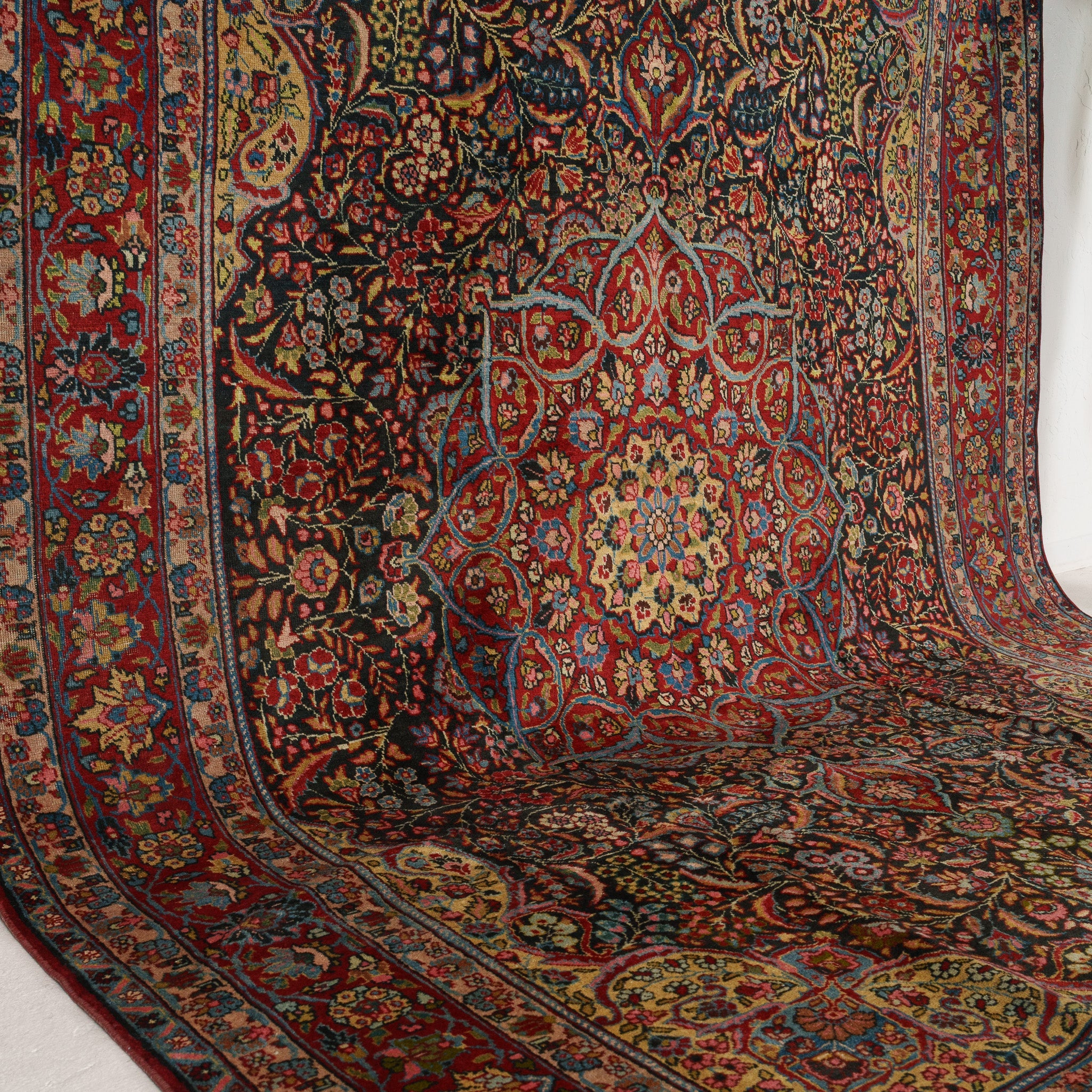 Blue and Gold Area Wool Rug