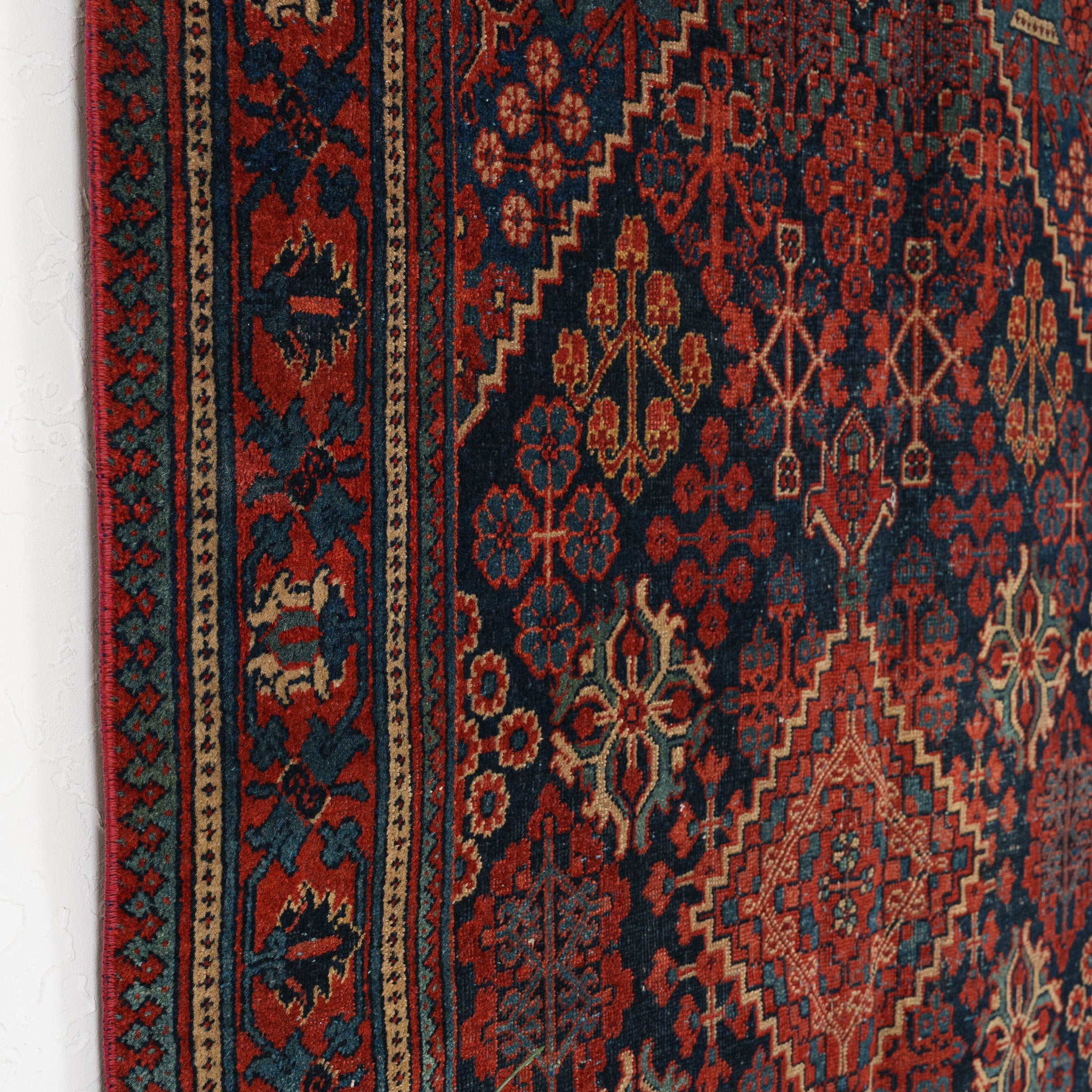 Blue and Red Area Wool Rug