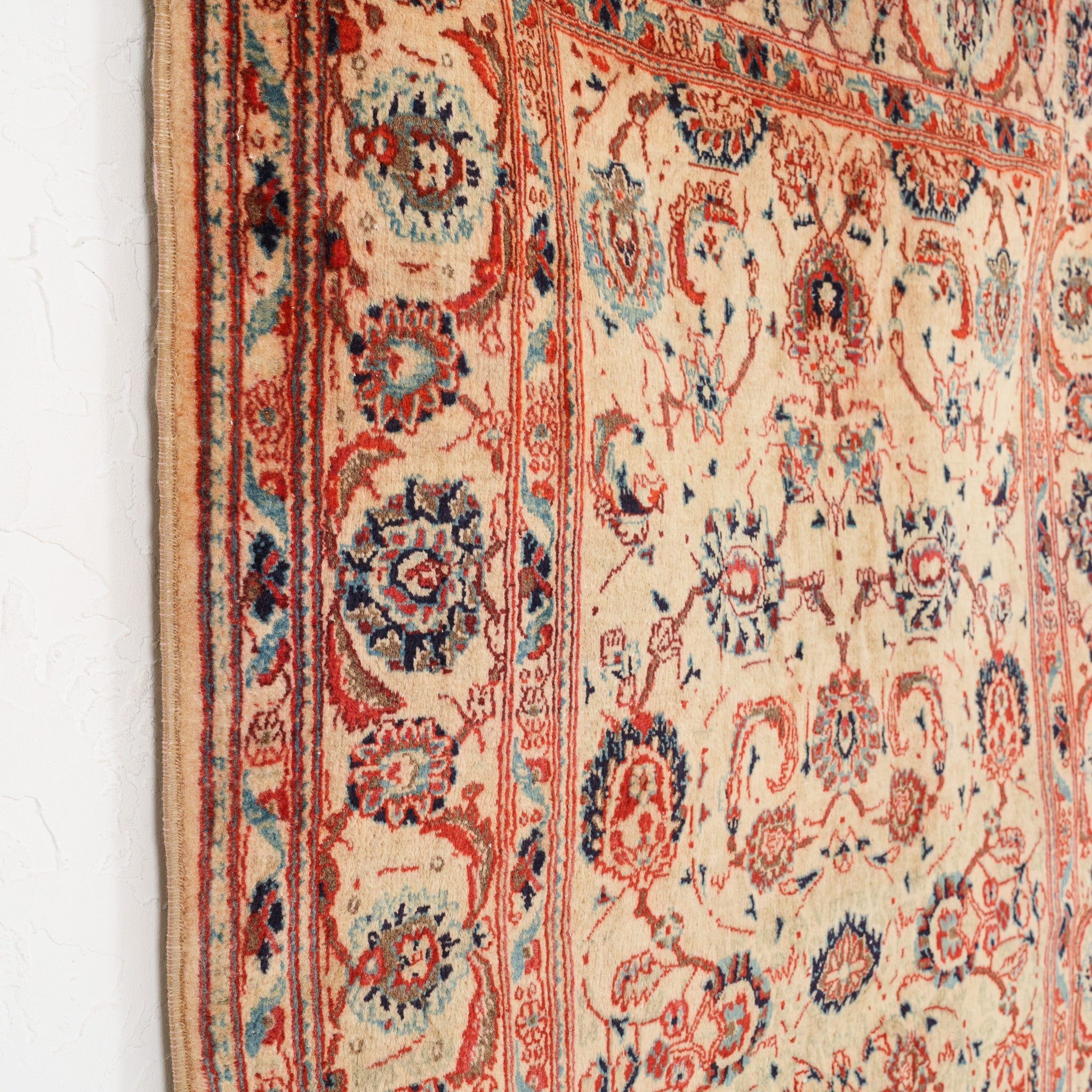 Beige and Red Area Wool Rug