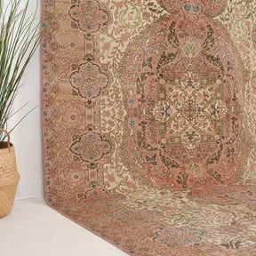 Beige and Red Area Wool Rug