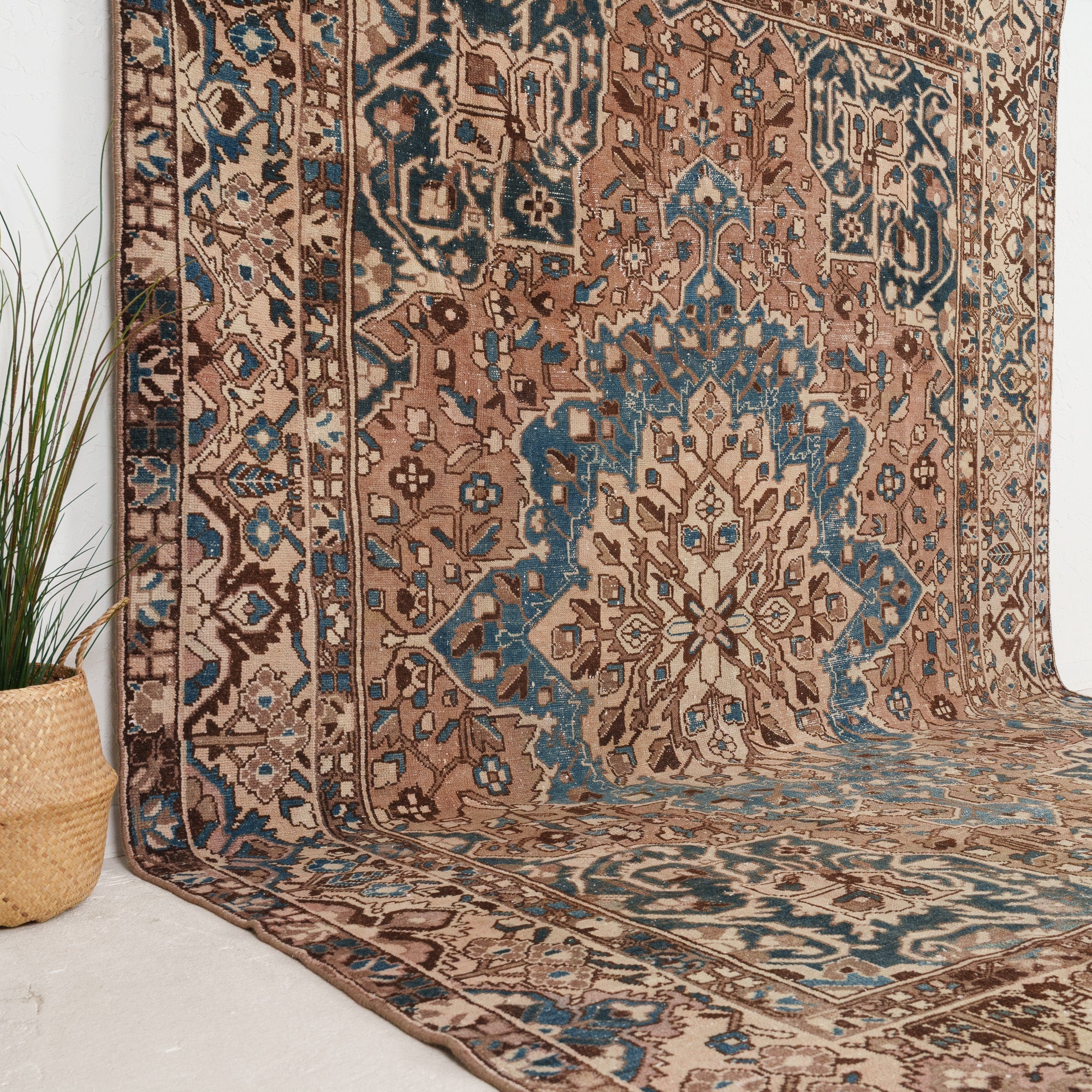 Brown and Blue Area Wool Rug