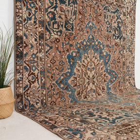 Brown and Blue Area Wool Rug