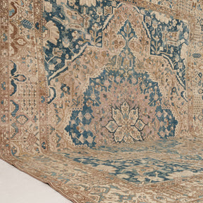Beige and Blue Area Wool Rug