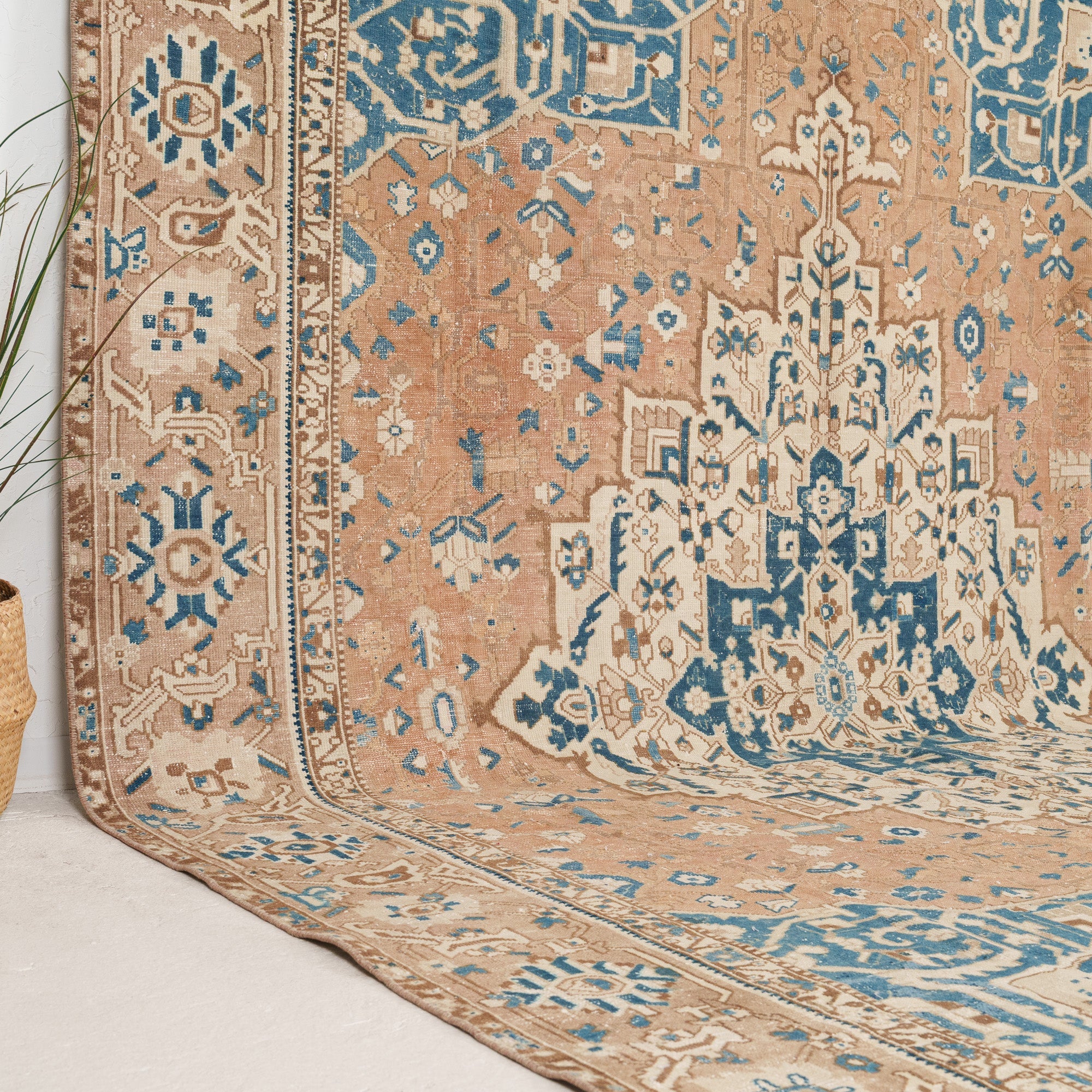 Beige and Blue Area Wool Rug