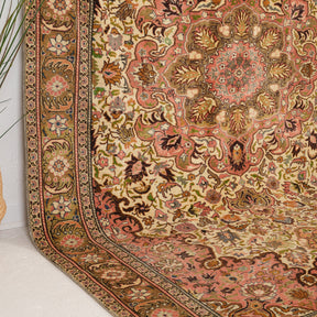 Beige and Pink Area Wool Rug