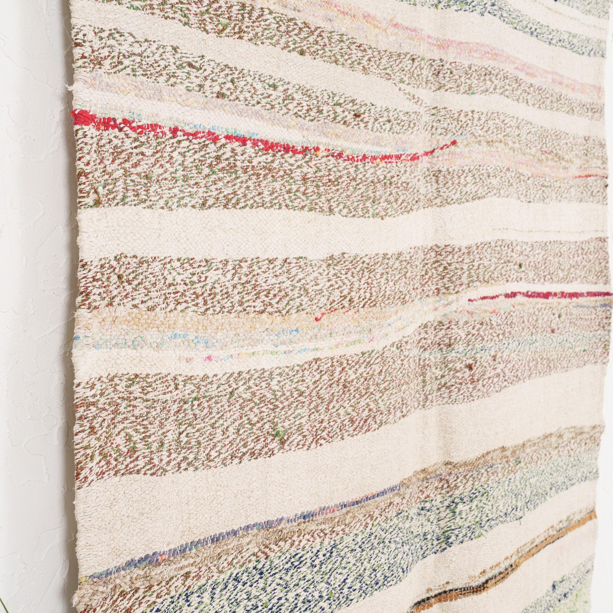 Beige and Green Area Wool Rug