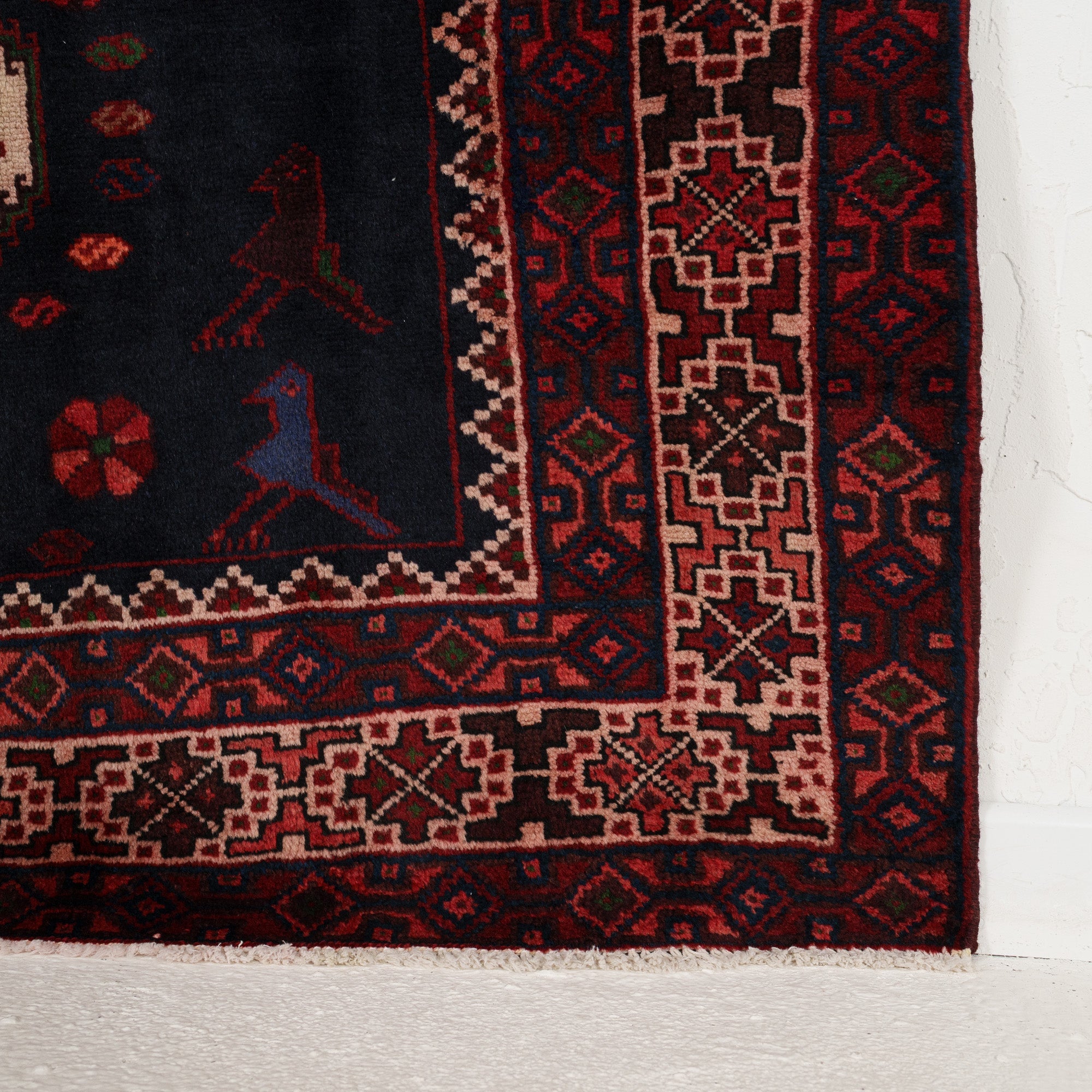 Blue and Red Area Wool Rug