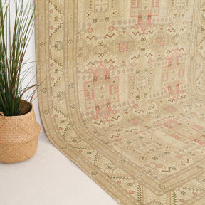 Beige and Pink Area Wool Rug
