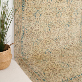 Beige and Blue Area Wool Rug