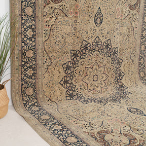 Beige and Blue Area Wool Rug