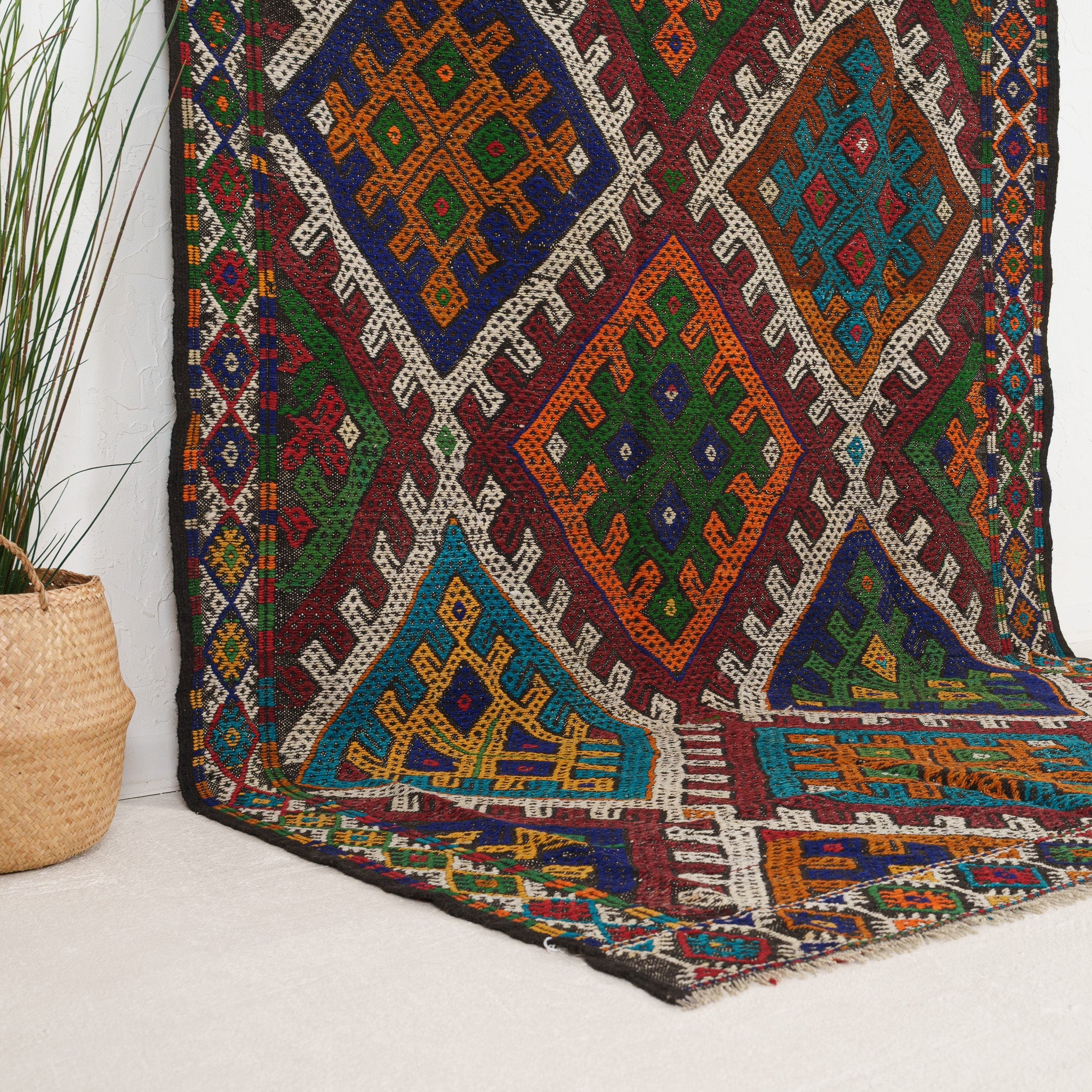 Beige and Blue Area Wool Rug