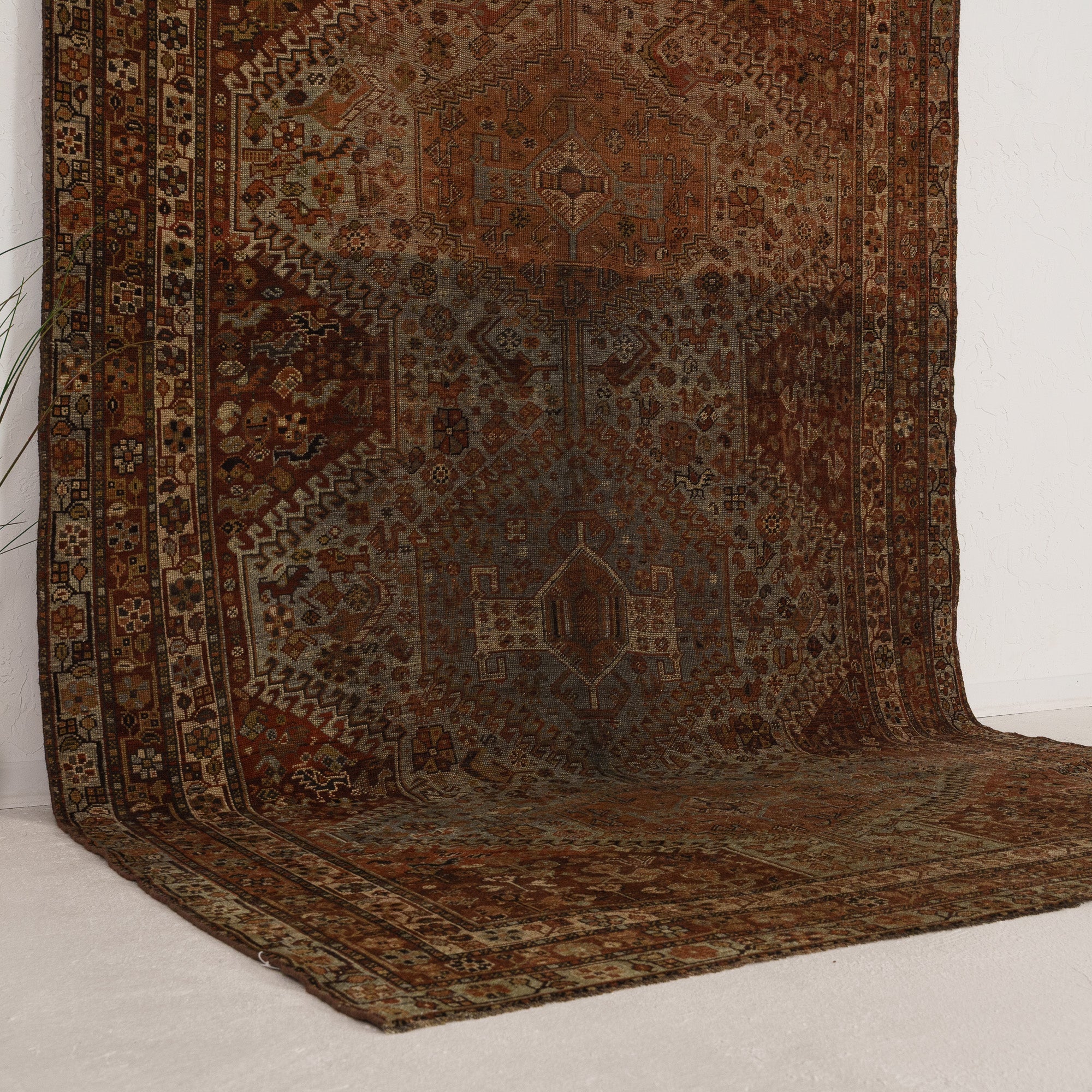 Brown and Blue Area Wool Rug