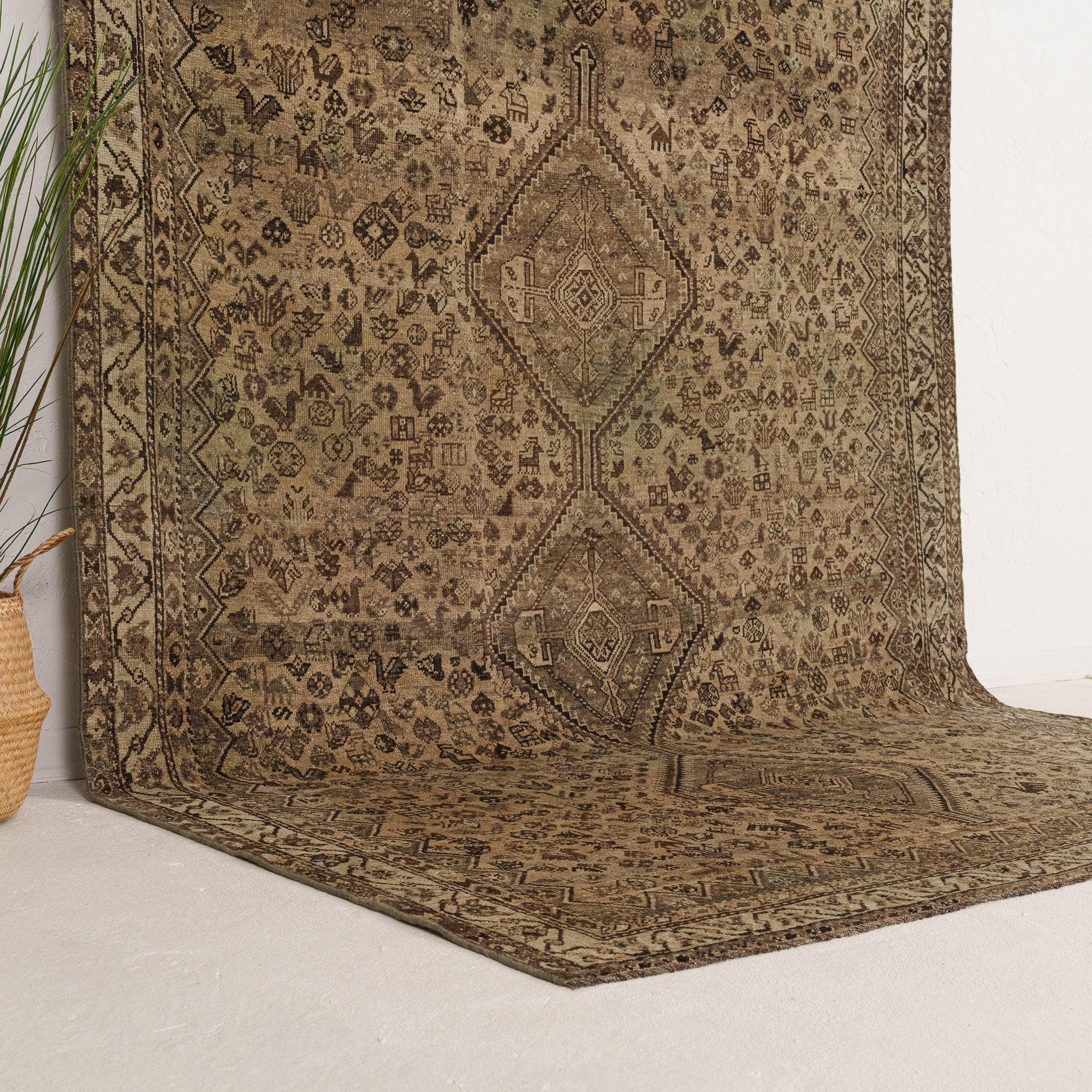 Brown and Beige Area Wool Rug