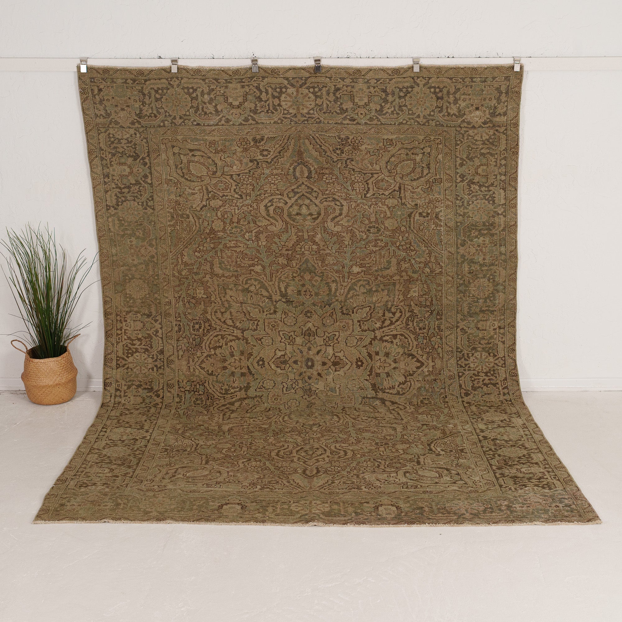 8' x 12' - Vintage Persian Area Rug, Brown - Ednara | Kuden Rugs