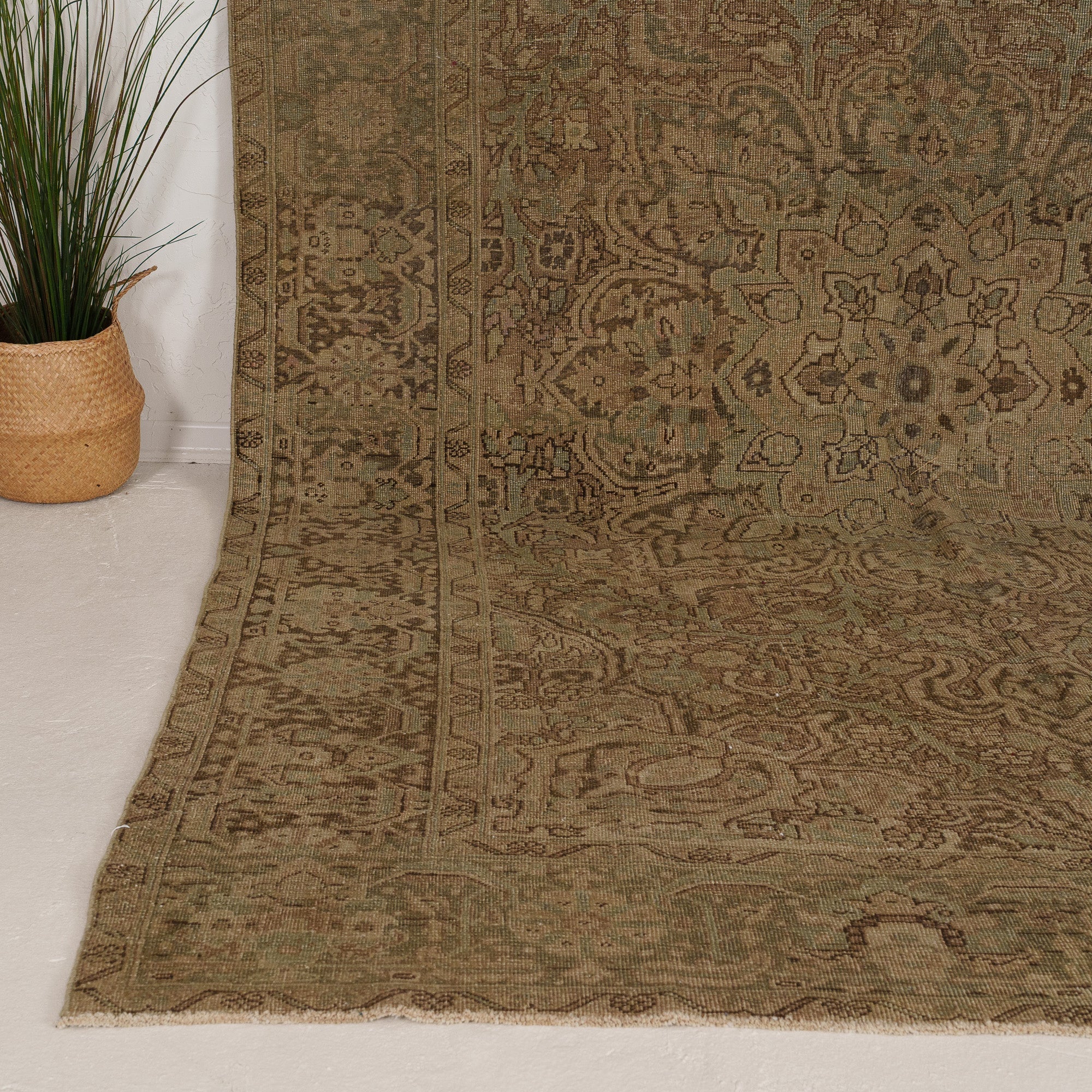 8' x 12' - Vintage Persian Area Rug, Brown - Ednara | Kuden Rugs