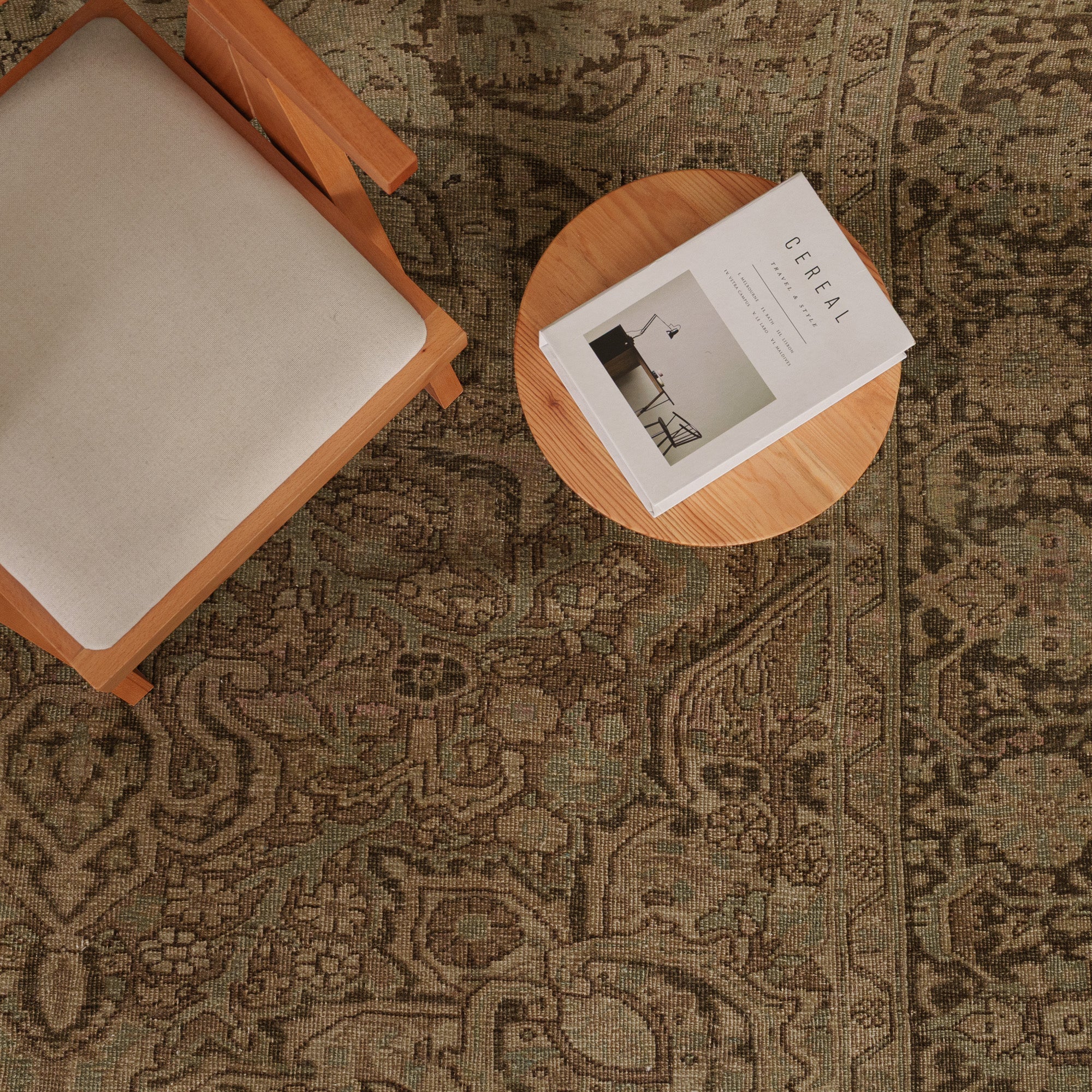 Antiquewashed Brown Area Rug