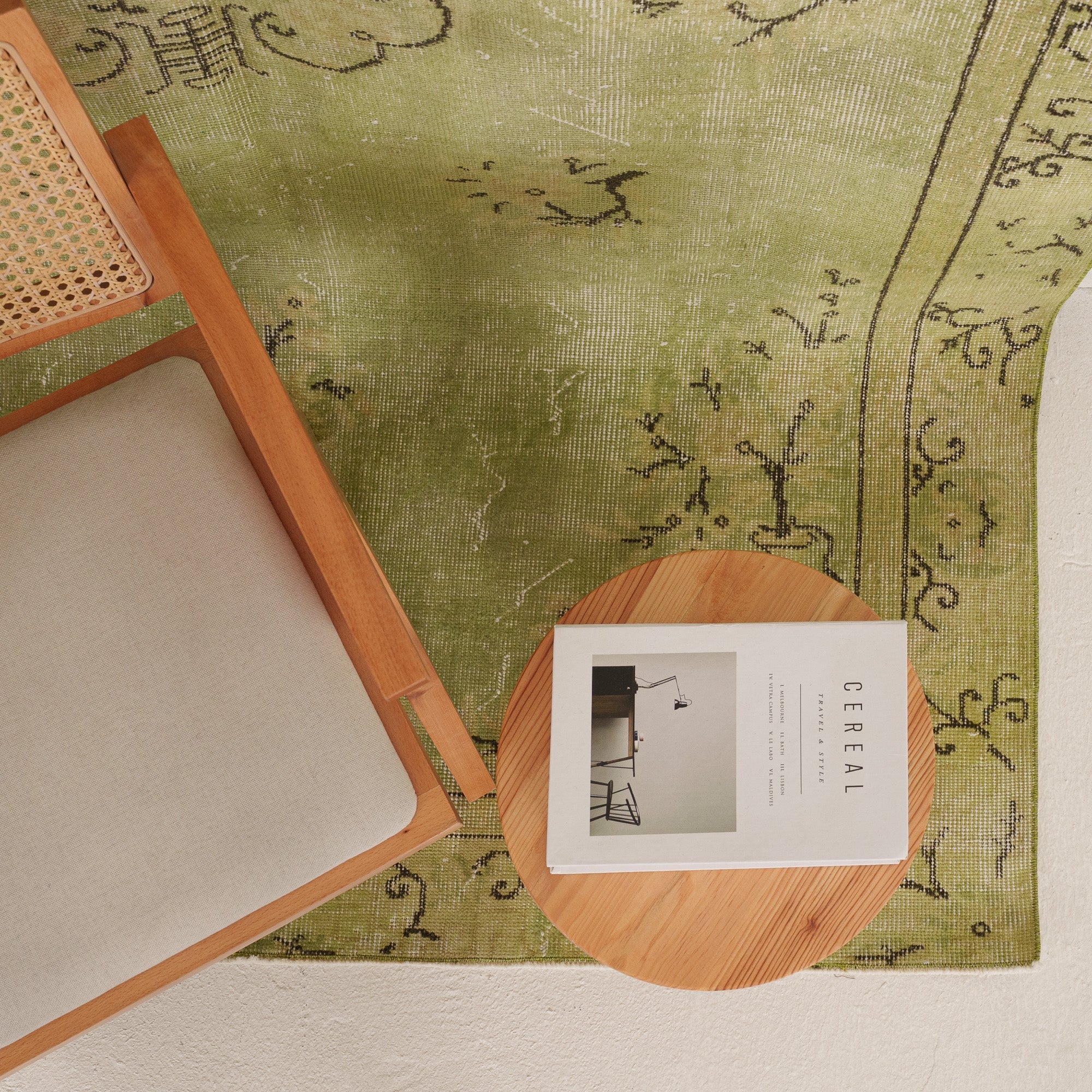 Overdyed Green Area Rug