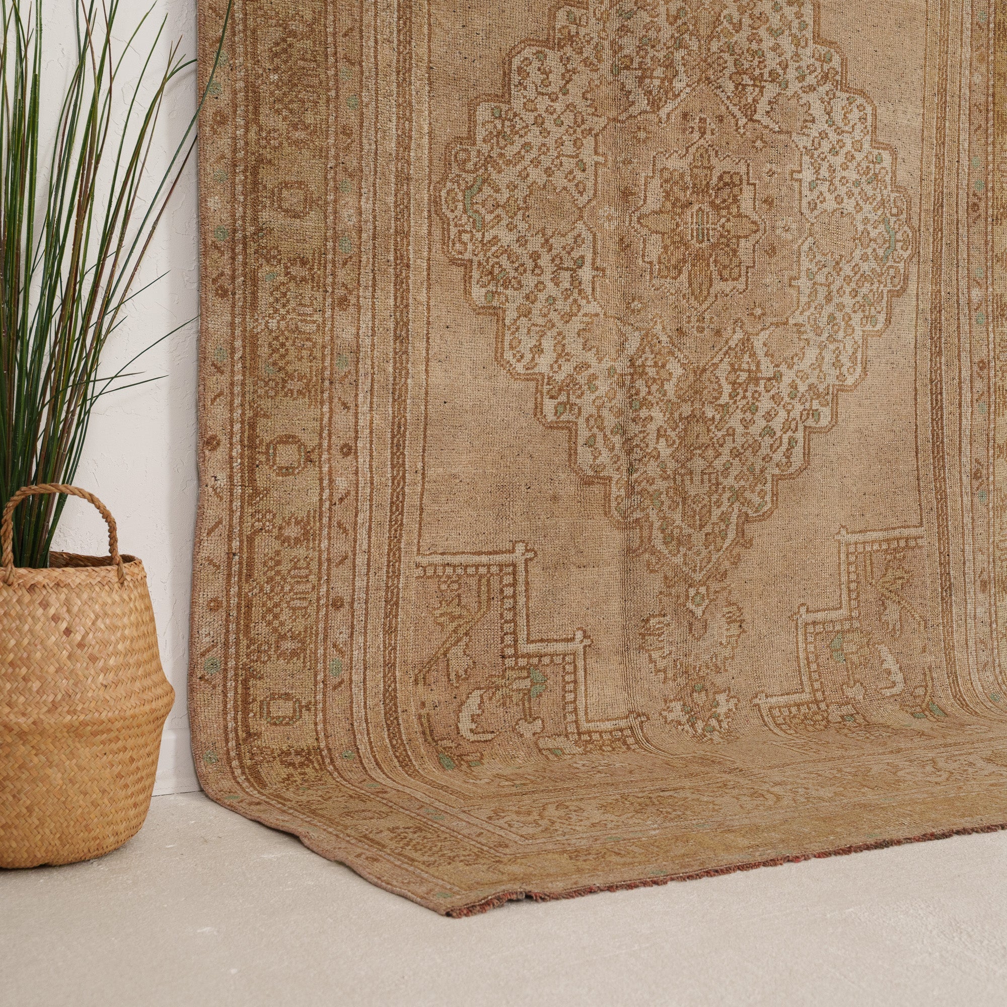Beige and Brown Area Wool Rug