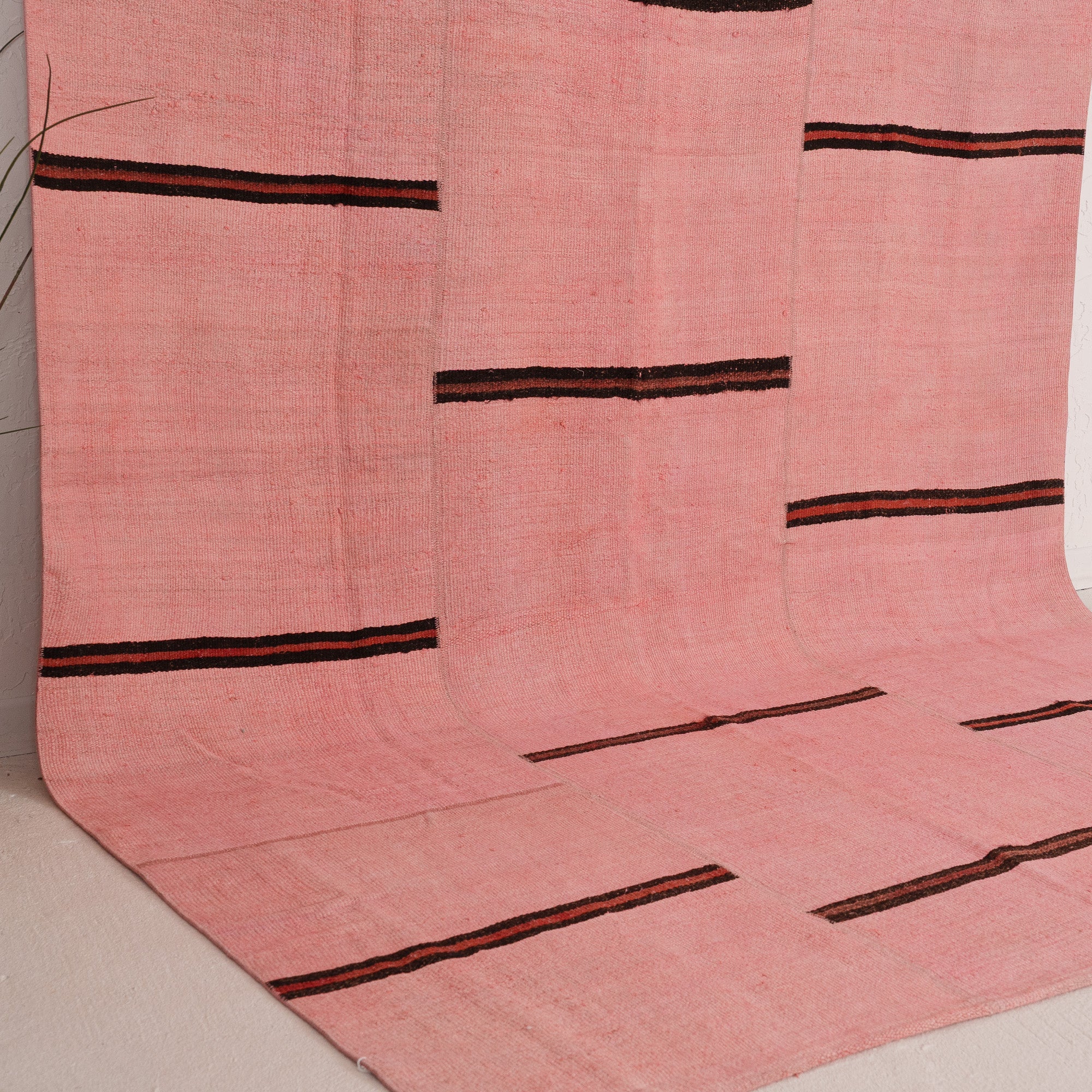 Pink and Brown Area Wool Rug