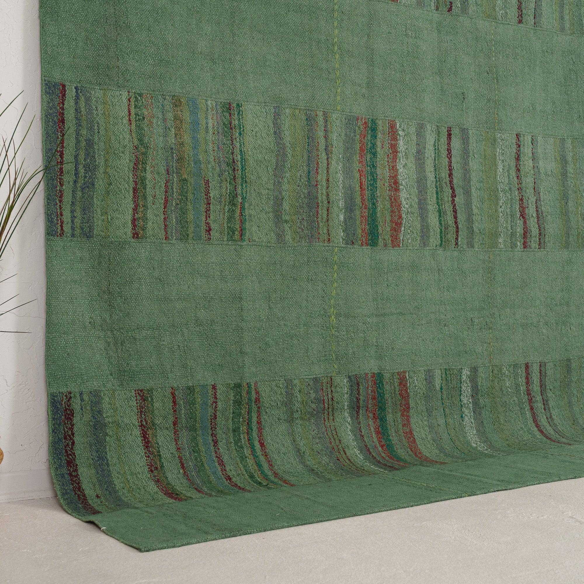 Green and Red Area Wool Rug