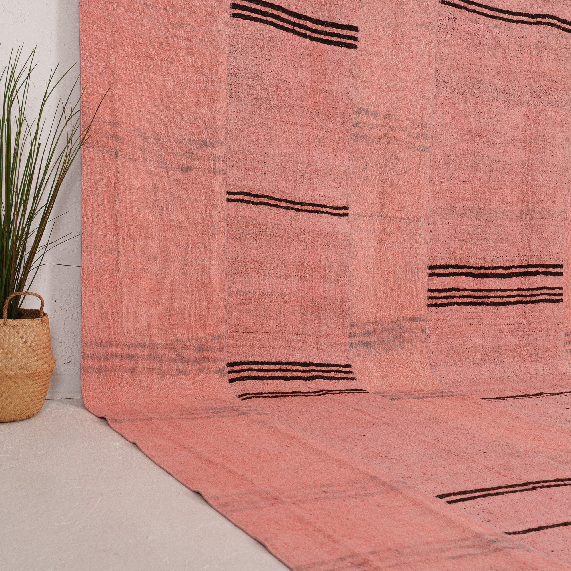 Pink and Brown Area Wool Rug