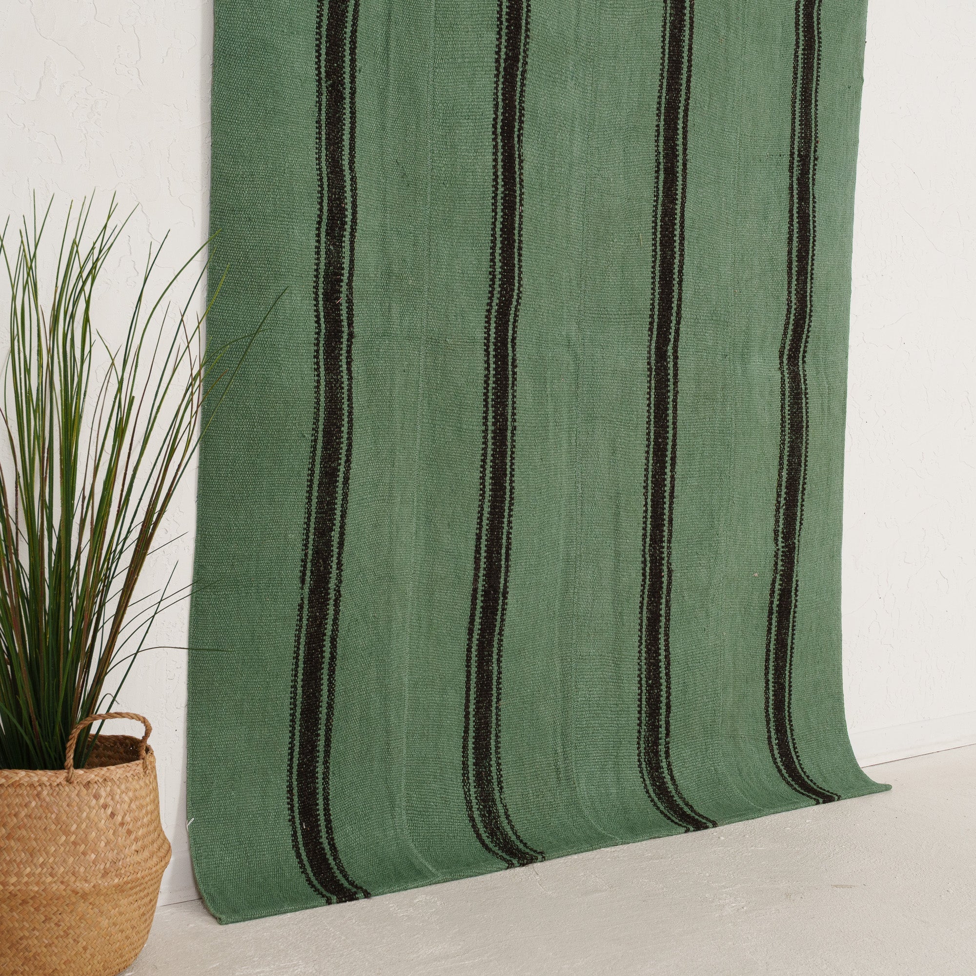 Green and Black Area Wool Rug