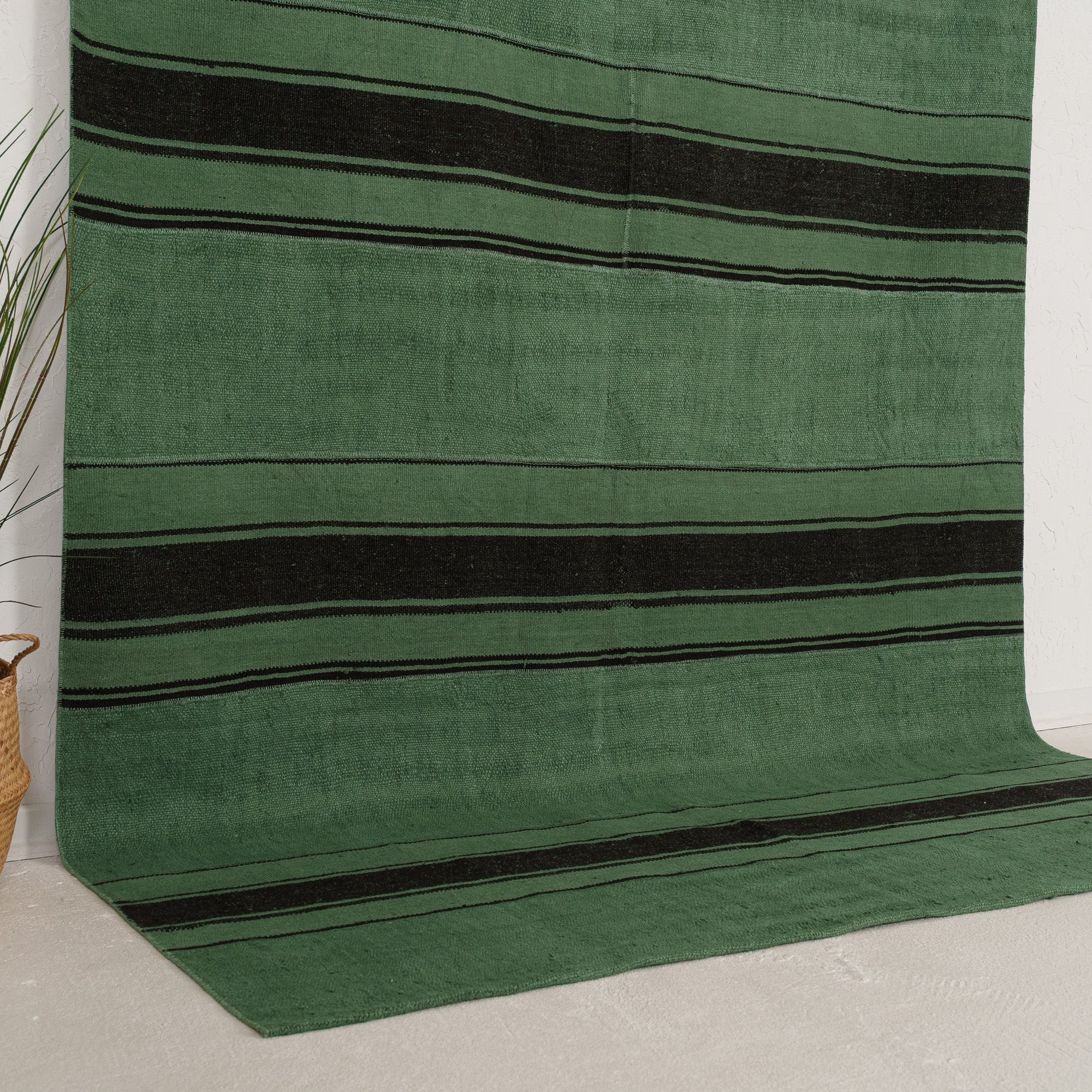 Green and Black Area Wool Rug
