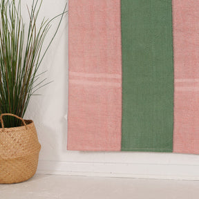 Pink and Green Area Wool Rug