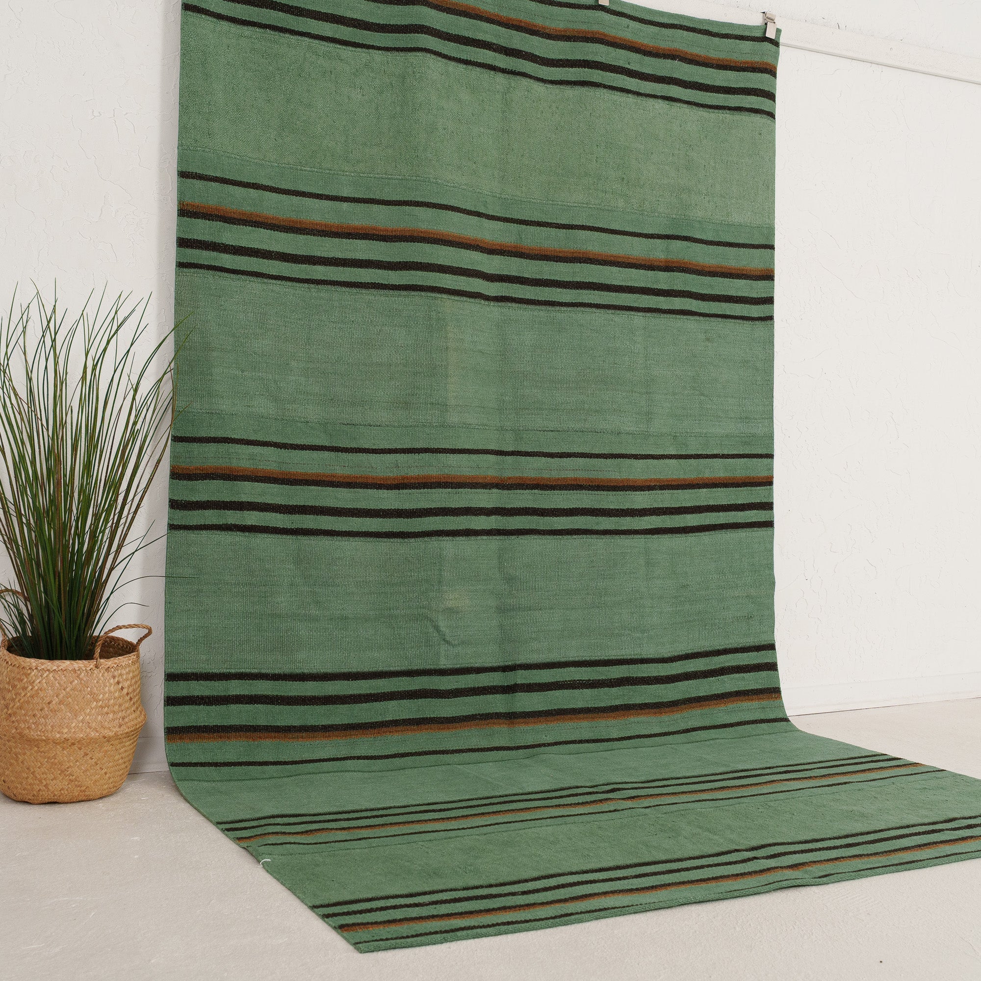 Green and Black Area Wool Rug