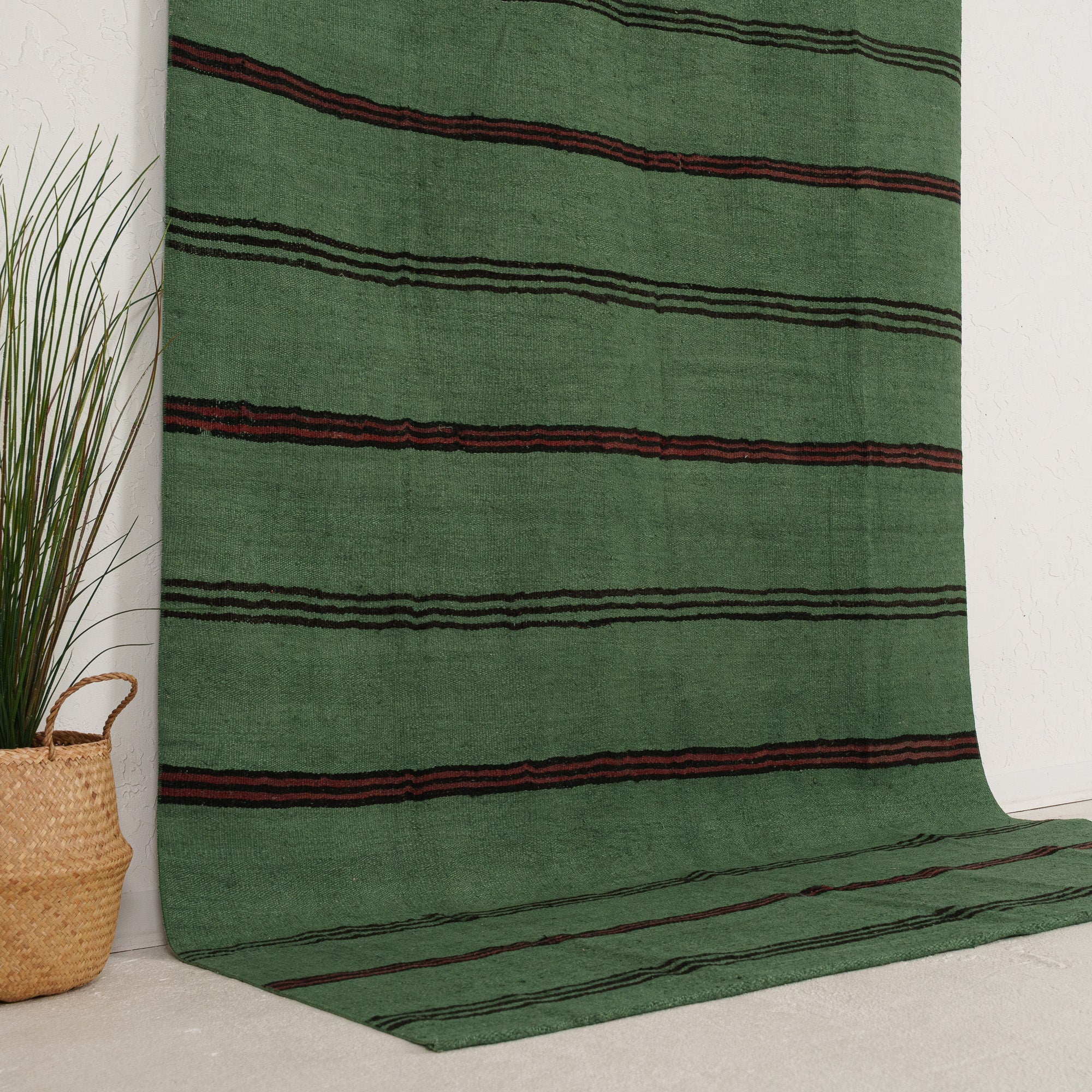 Green and Red Area Wool Rug