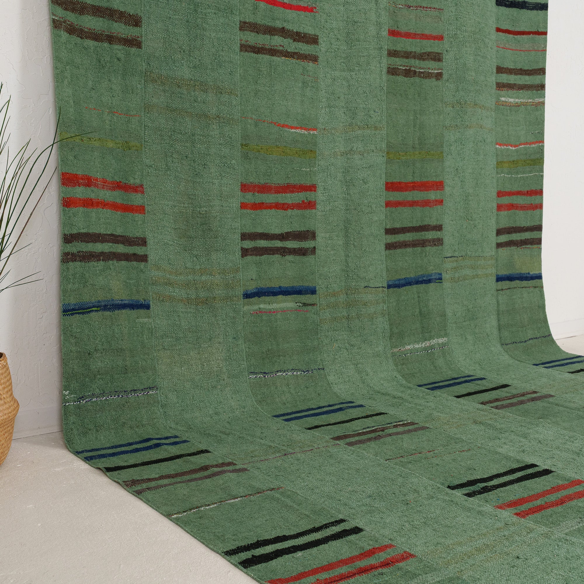 Green and Red Area Wool Rug