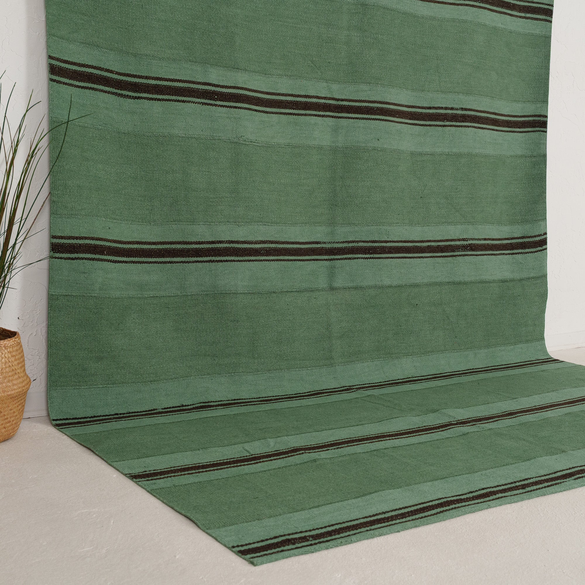 Green and Black Area Wool Rug