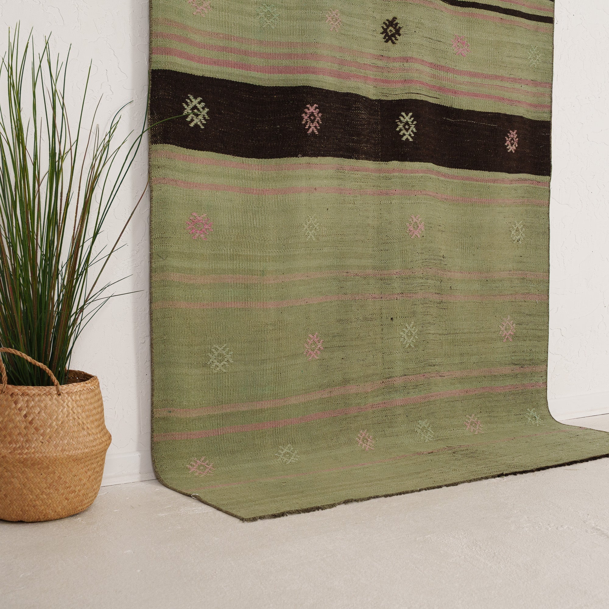 Green and Black Area Wool Rug