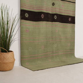 Green and Black Area Wool Rug
