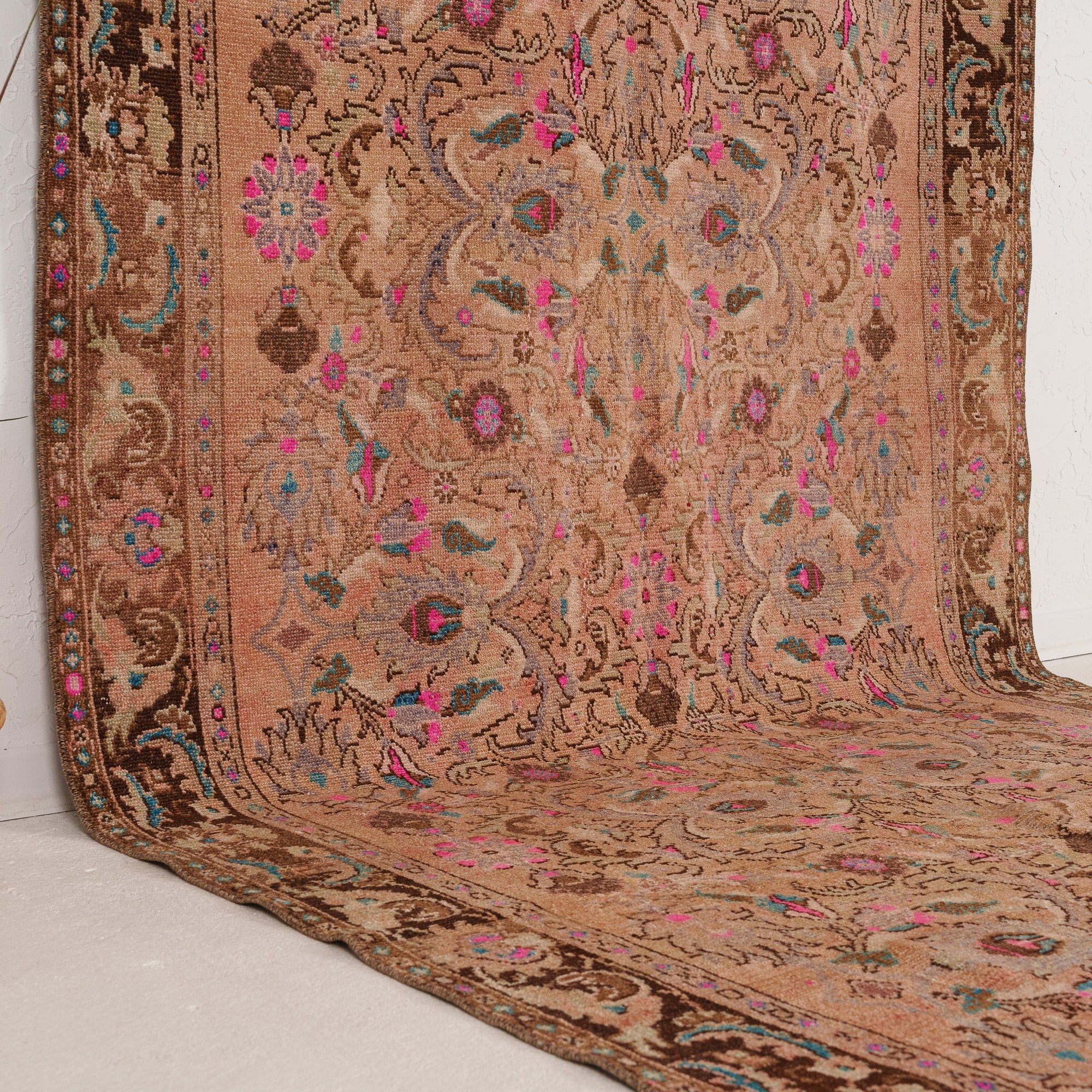 Pink and Brown Area Wool Rug