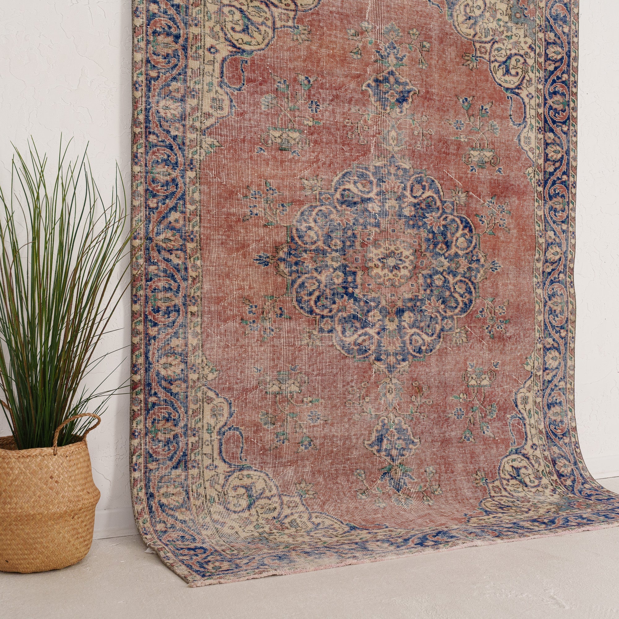 Pink and Blue Area Wool Rug
