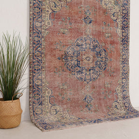 Pink and Blue Area Wool Rug