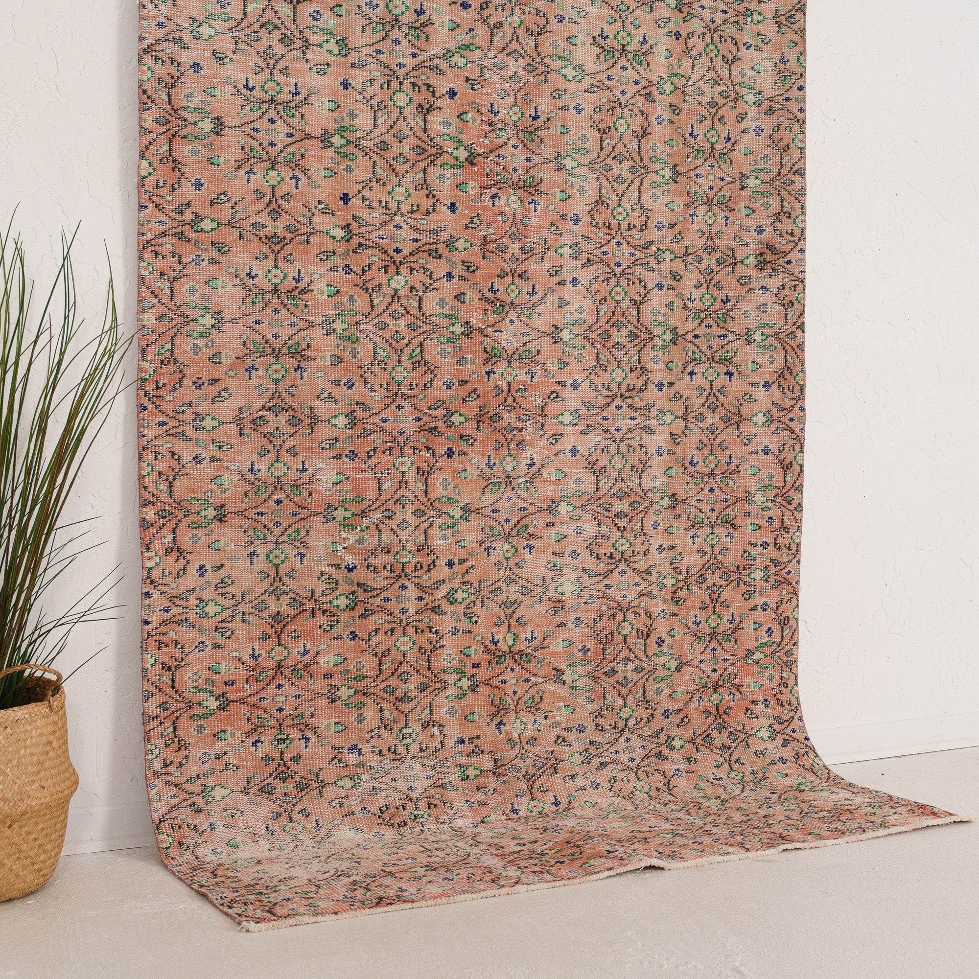 Pink and Brown Area Wool Rug