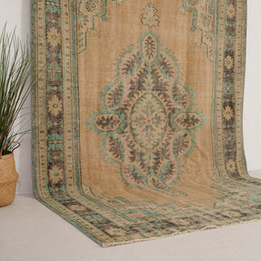Orange and Green Area Wool Rug