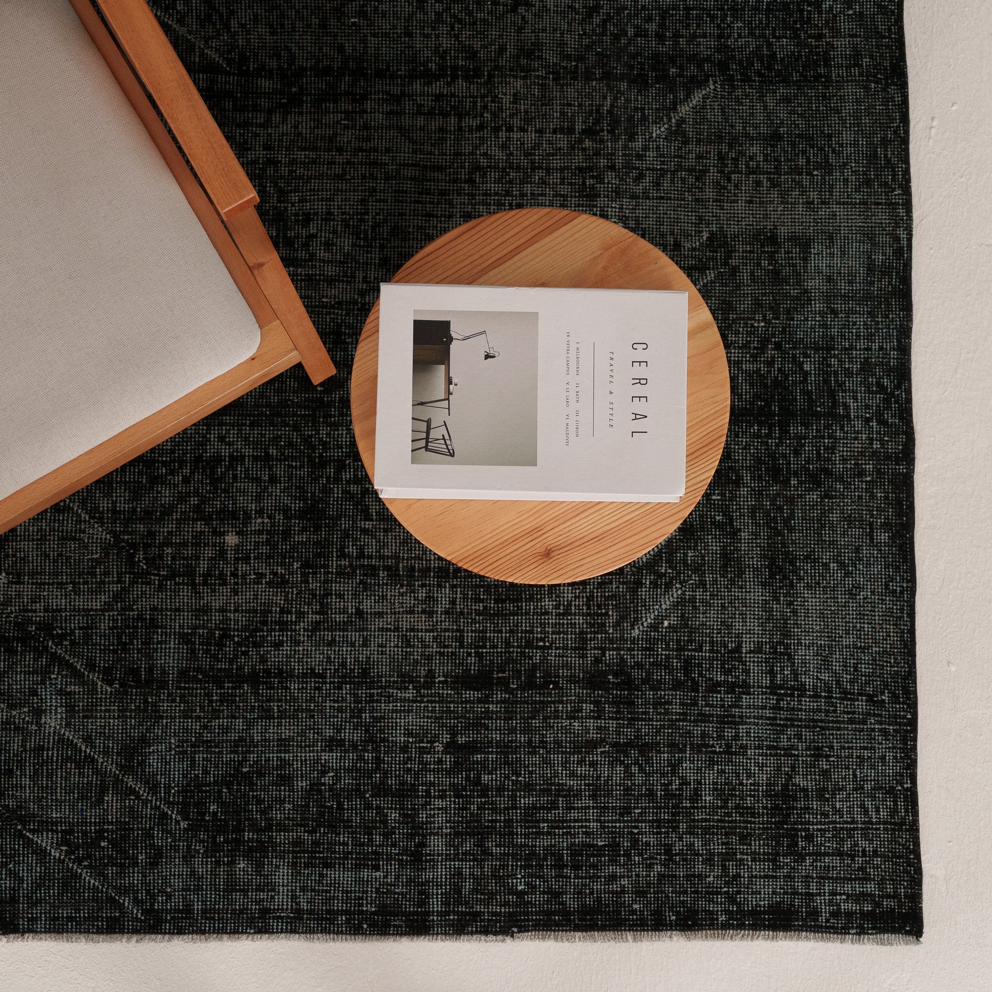 Overdyed Black Area Rug