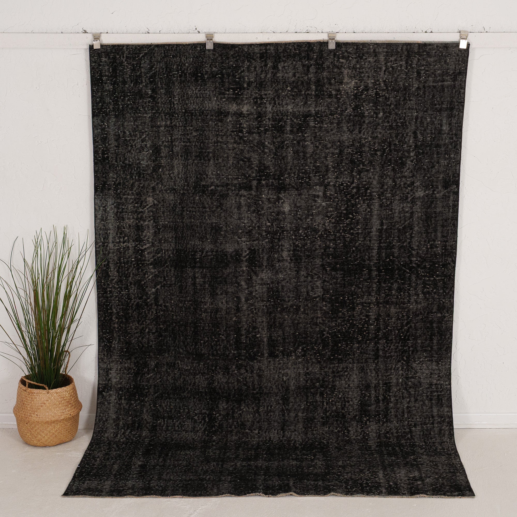 6' x 9' - Vintage Turkish Area Rug, Black - Matilinda | Kuden Rugs