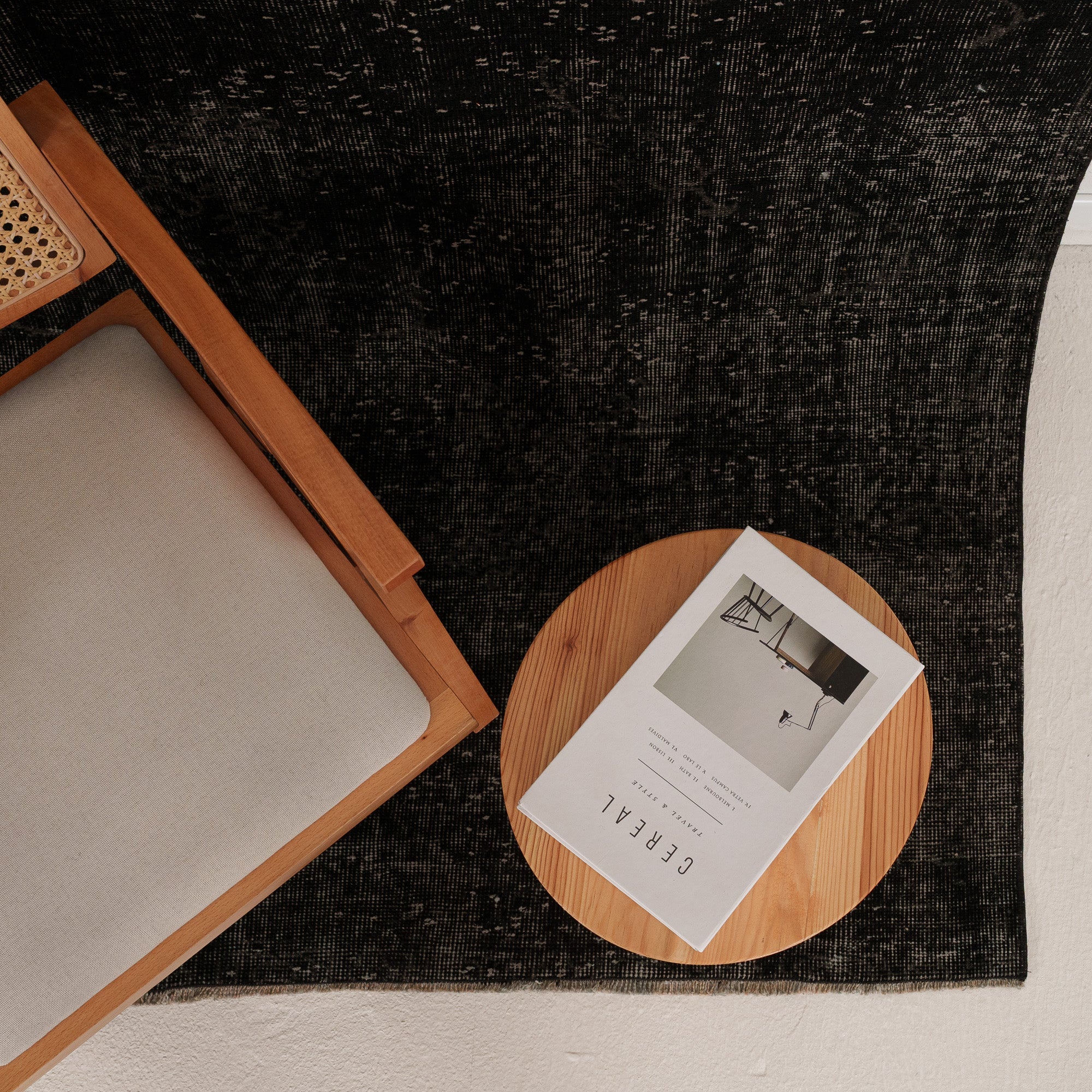 Overdyed Black Area Rug