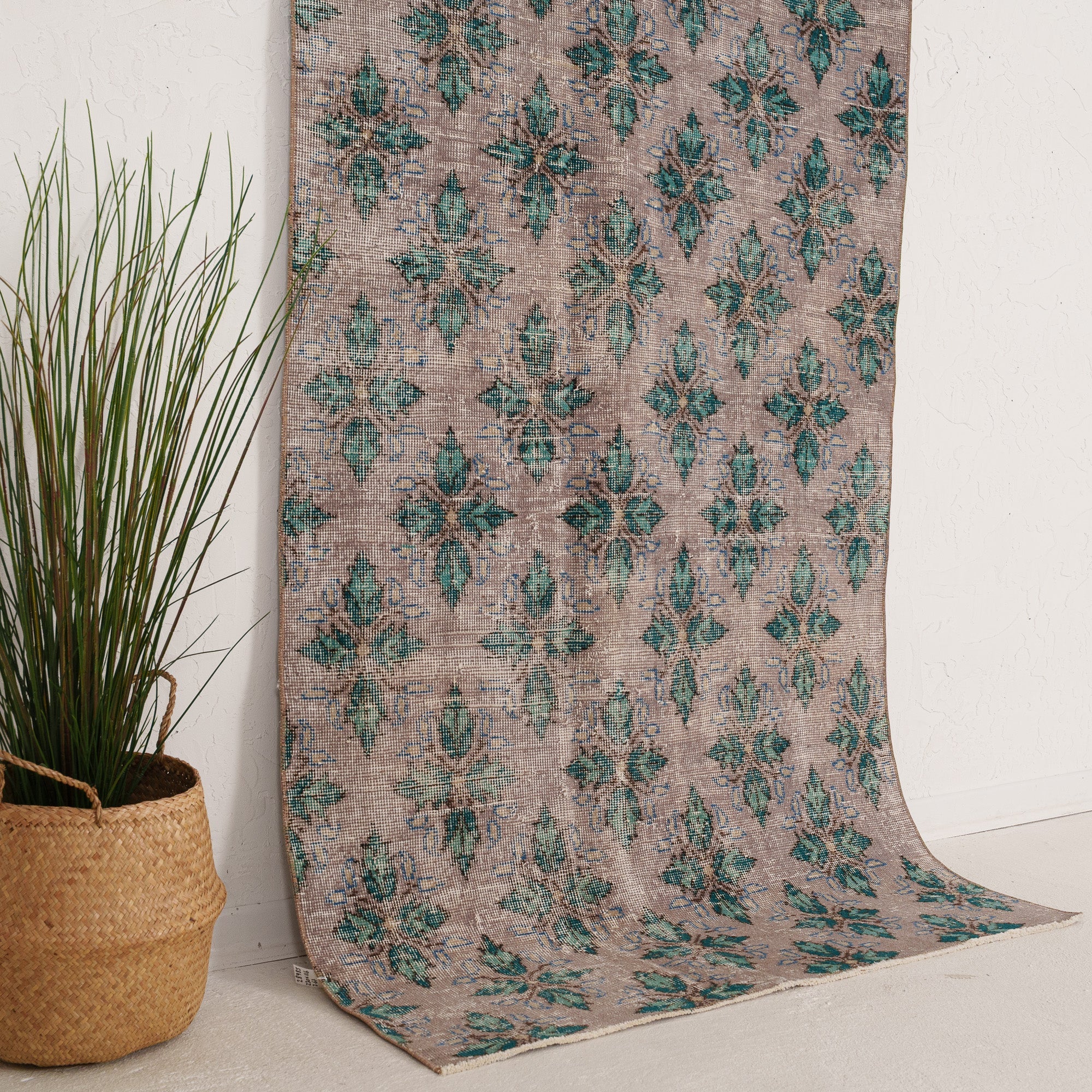 Gray and Green Area Wool Rug