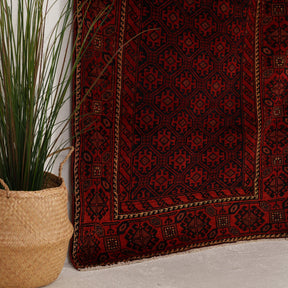 Red and Black Area Wool Rug