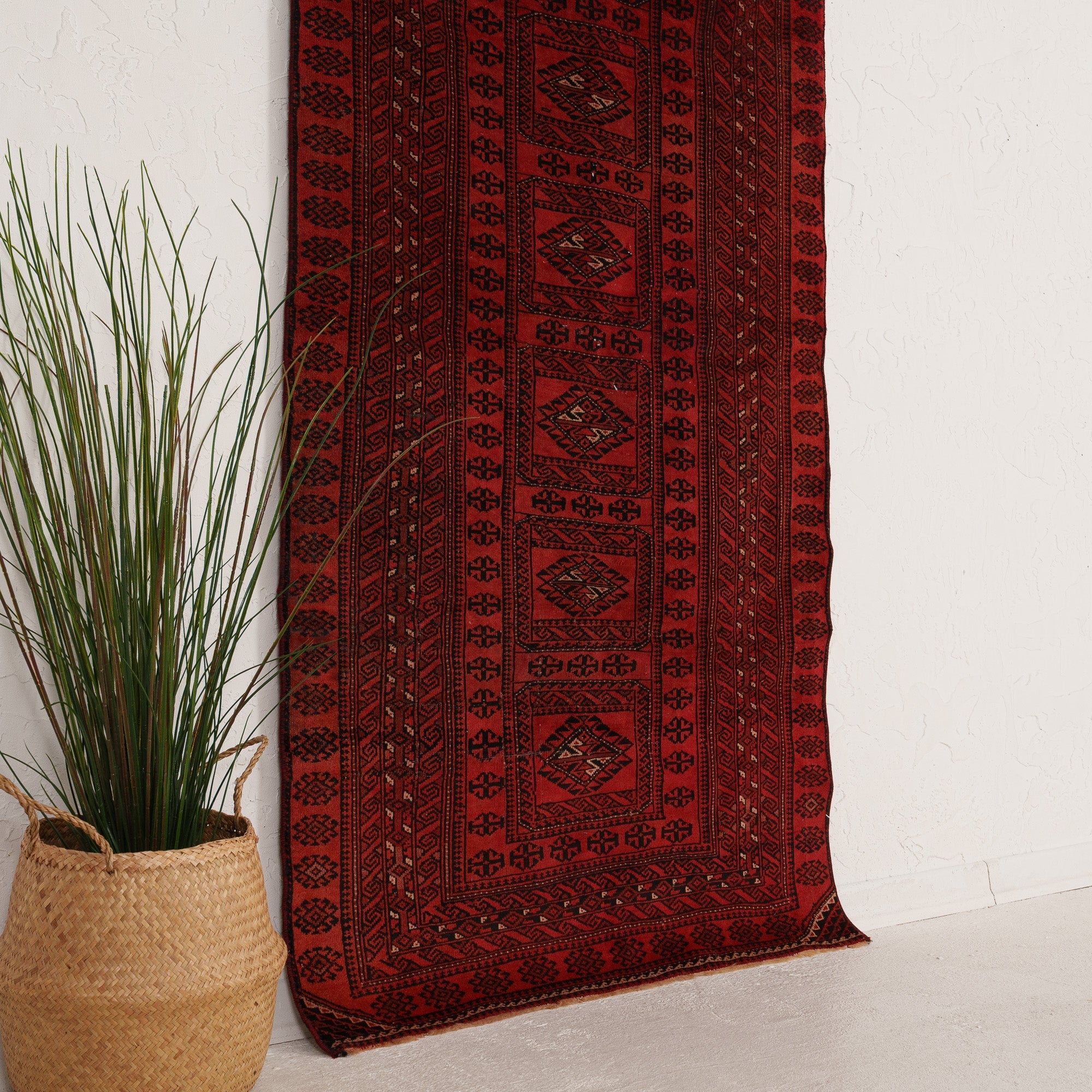 Red and Black Area Wool Rug