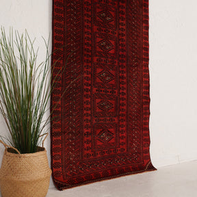 Red and Black Area Wool Rug